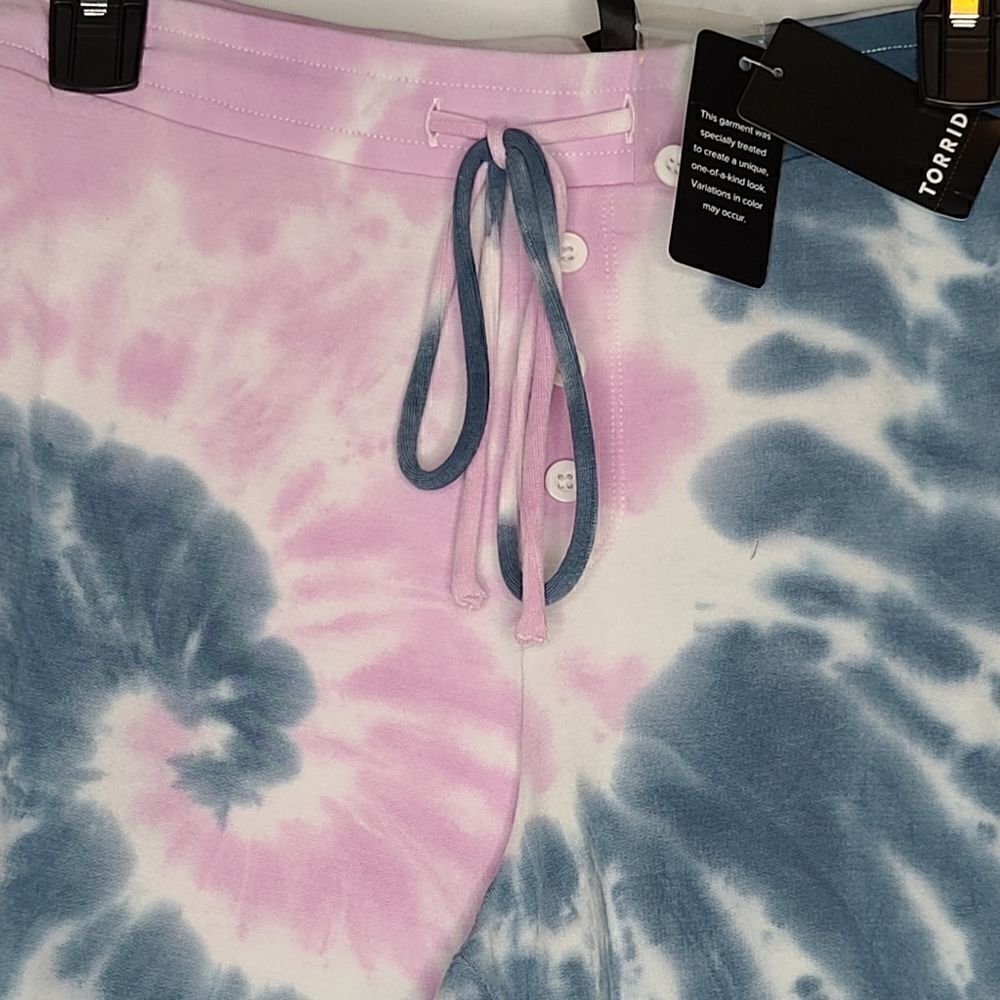 0X Large 12W Blue Purple Tiedye Sleep Pant Modal Terry Drawstring Loungewear NWT - Picture 3 of 10
